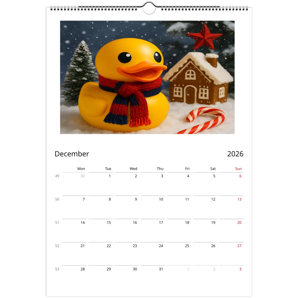 Calendar Rubber Duck Large A3 Wall Size - Perfect for Every Duck Lover - Duck Nation