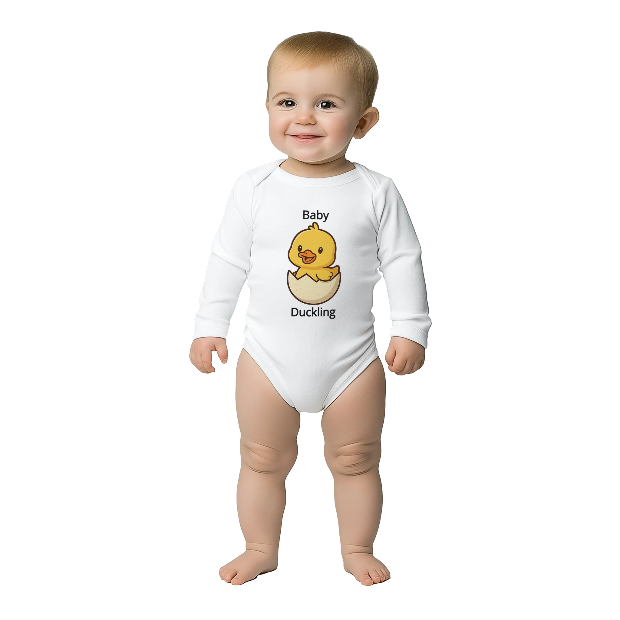 Baby Long Sleeve Baby Duckling Bodysuit White Sleepsuit - Duck Nation