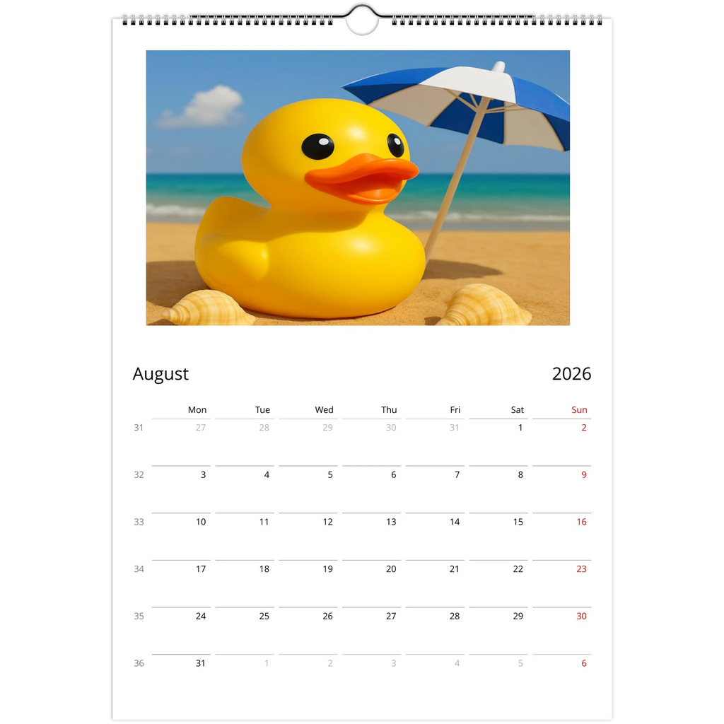 Calendar Rubber Duck Large A3 Wall Size - Perfect for Every Duck Lover - Duck Nation