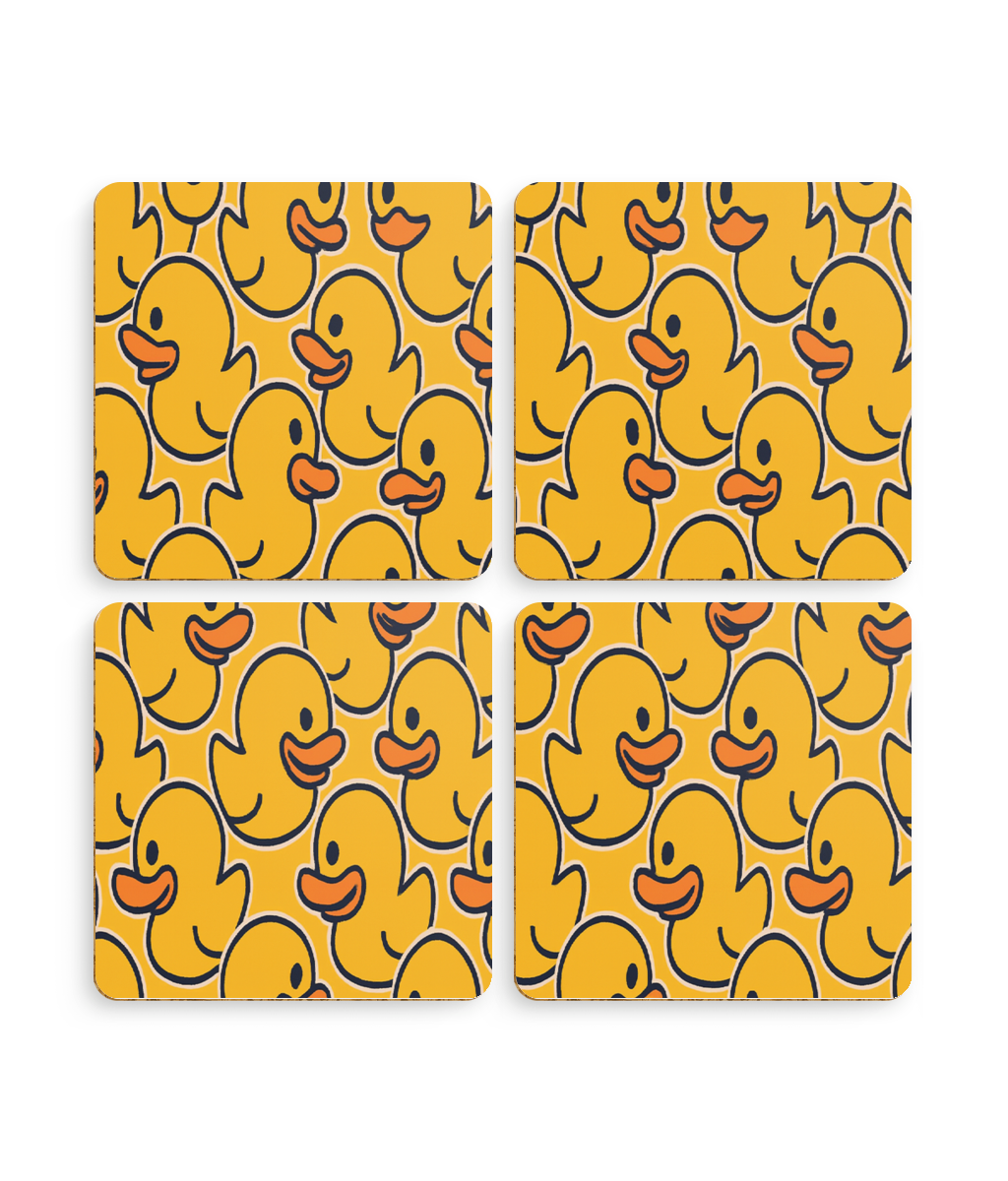 Duck Design Drinks Coasters - Pack of 4 Fun Filled Design - Duck Nation