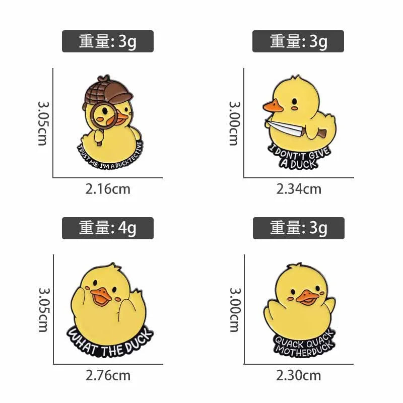 Cute Little Yellow Duck Brooch Pin Cartoon Personality Bag Charm Creative Decorations Zinc Alloy Letter Pattern Unisex Pins - Duck Nation