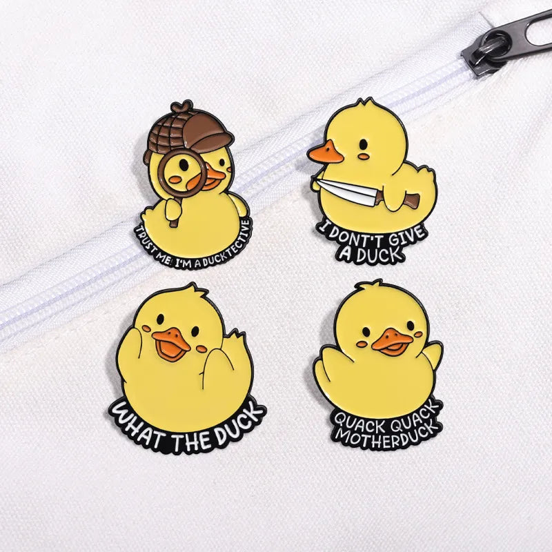 Cute Little Yellow Duck Brooch Pin Cartoon Personality Bag Charm Creative Decorations Zinc Alloy Letter Pattern Unisex Pins - Duck Nation
