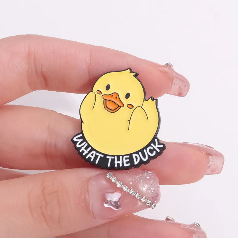 Cute Little Yellow Duck Brooch Pin Cartoon Personality Bag Charm Creative Decorations Zinc Alloy Letter Pattern Unisex Pins - Duck Nation