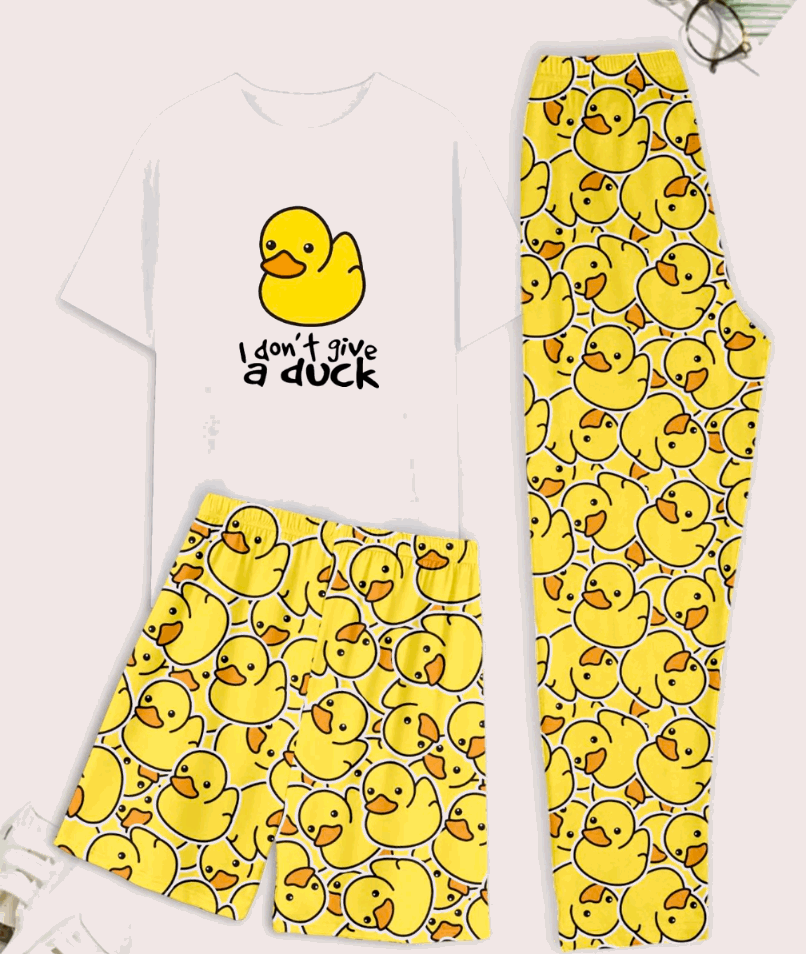I Don’t Give a Duck" 3-Piece Pajama Set - Duck Nation
